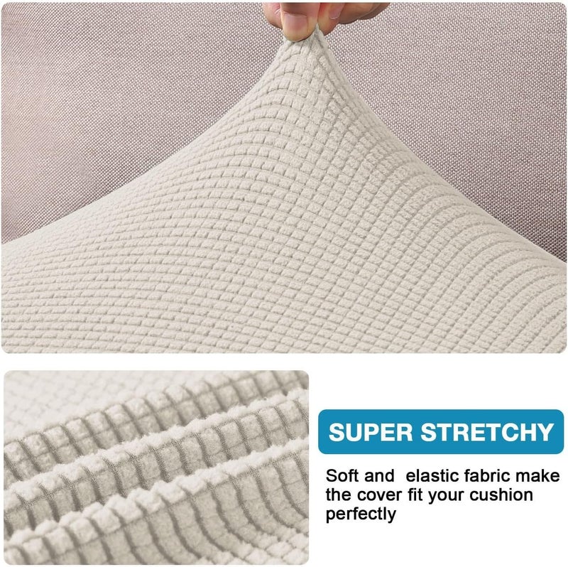 Flamingo P High Stretch Sofa Seat Cushion Cover Furniture Protector for Sofa Seat Cover Sofa Slipcover Soft Flexibility with Elastic Bottom  2 Seat Cushion Cover (XL)  Ivory - Image 3